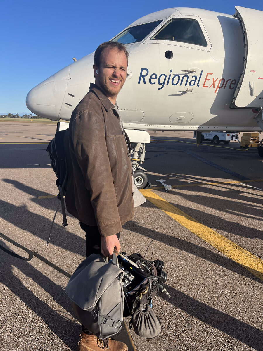Richard Hubbard, location sound recordist and drone operator, on location in Western Australia